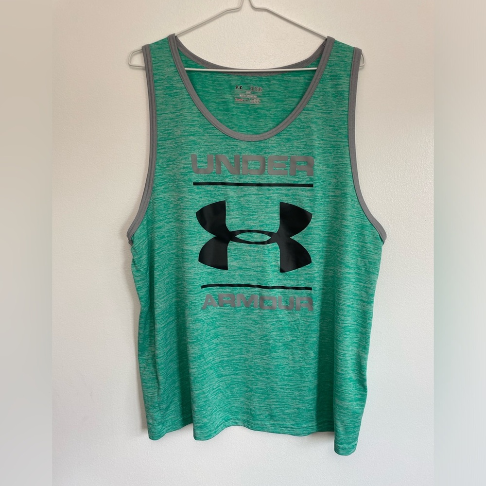 Under Armour Green/Grey Fit Heat Gear Tank Top - Size XL